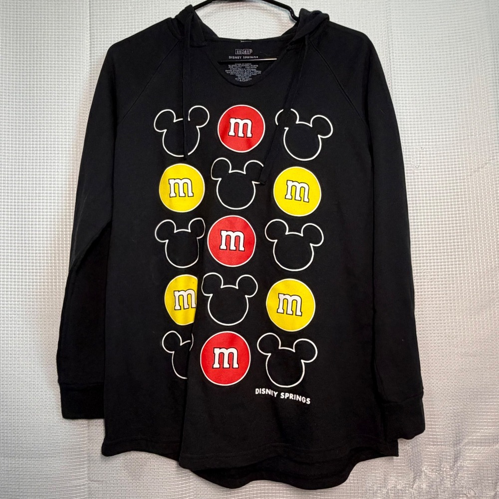 M&M's Disney Springs Hoodie Medium Black Mickey‎ Mouse Graphic Pullover